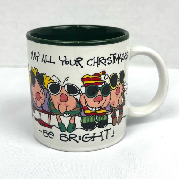 Vintage May All Your Christmases Be Bright Mug by Dabagian 1987 Potpourri Press - Picture 1 of 6
